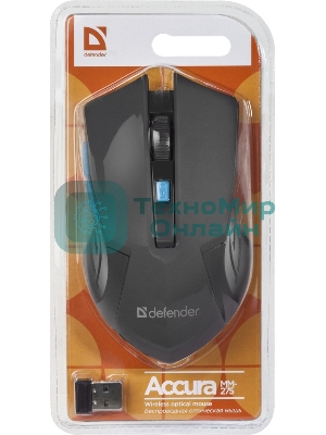Мышь беспроводная Defender Accura MM-275 синий, 1600 dpi, радиоканал, USB, кнопки - 6