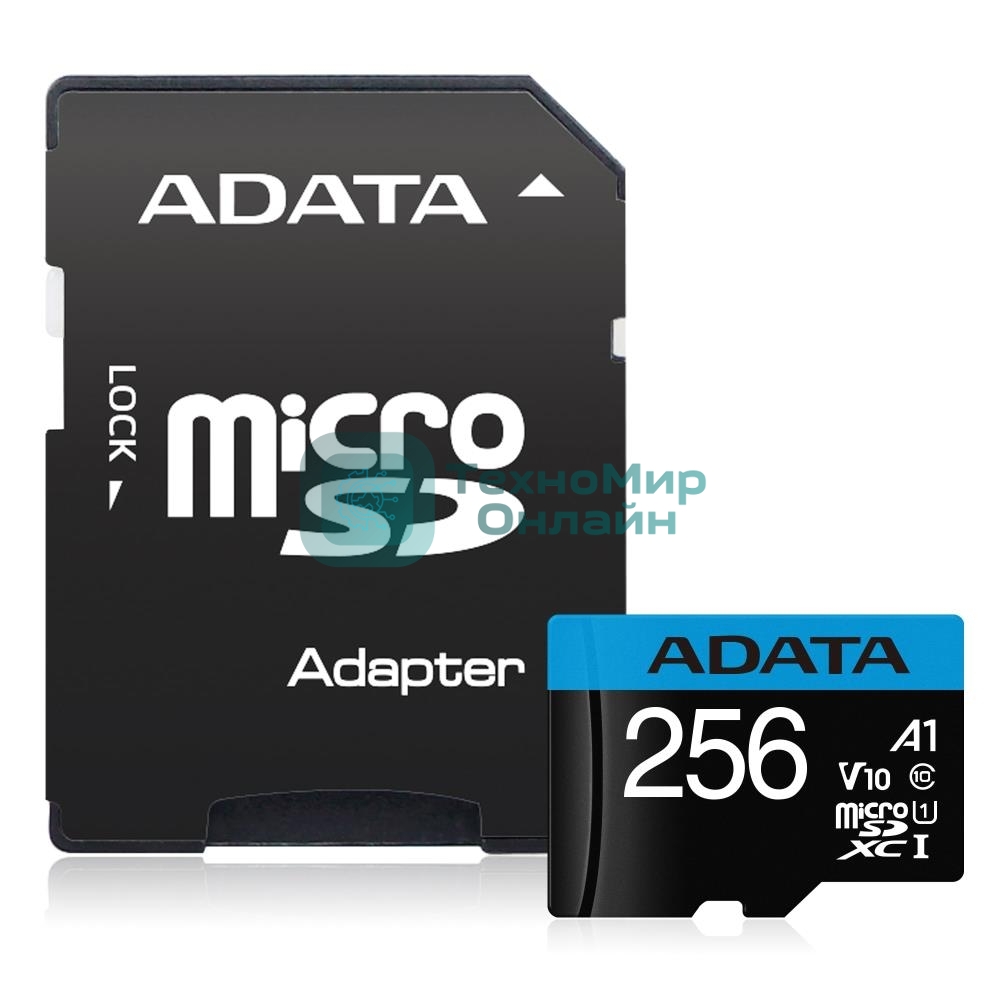 Флеш карта microSD 256Gb ADATA microSDHC Class 10 UHS-I A1 100/25 MB/s (SD адаптер)