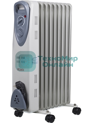 Обогреватель масляный Ресанта ОМ- 9Н (9 секций), белый, 2000 Вт, 20 м2, термостат 67/3/8