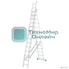 Лестница Сибртех, 3 х 14 ступеней, алюминиевая, трехсекционная