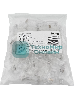 Коннектор Buro RJ45 прозрачный (упак.: 50 шт)
