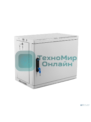 Шкаф коммутационный ЦМО (ШРН-9.350.1) настенный 9U 600x350 мм пер. дв. стал. лист 200 кг серый 300 мм 180 град.