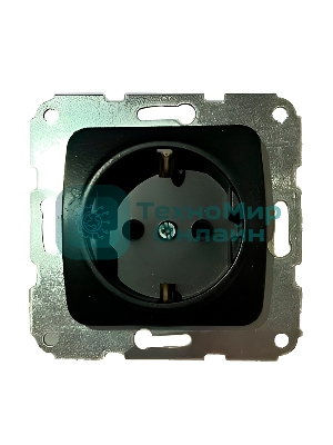 Розетка Kranz DEA 1-ая с/з с/у 16А мех. черный металлик KR-78-0331