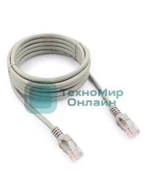 Патч-корд UTP Cablexpert cat.5e, 3м, литой, многожильный серый