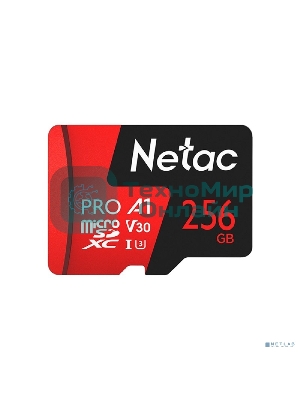 Флеш Карта MicroSD card Netac P500 Extreme Pro 256Gb, retail version w/SD adapter