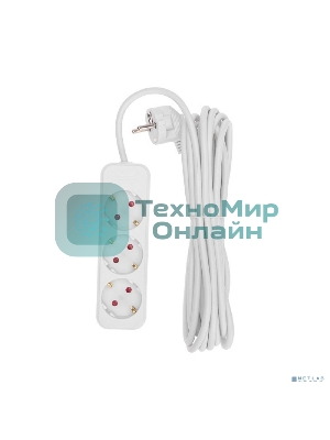Удлинитель Rexant STANDARD 3 гнезда, 5 м, 3х1,0 мм², с/з, белый