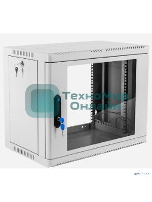 Шкаф коммутационный ЦМО (ШРН-9.500) настенный 9U 600x529 мм пер. дв. стекл. 200 кг серый 470 мм 180 град.