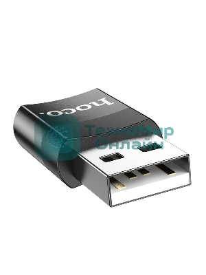 Переходник USB2.0 OTG Hoco, AM/Type-C(F), UA17, черный, коробка