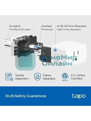 Умный сетевой фильтр TP-Link Mini Smart Wi-Fi Plug, Energy Monitoring, Matter