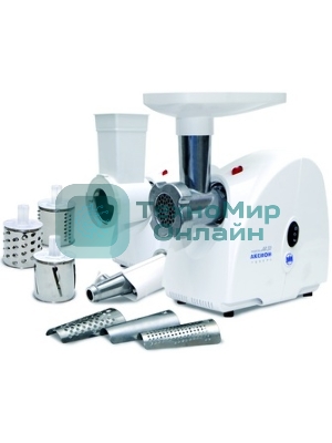 Мясорубка электрическая Аксион М31.02 белый, 1500 Вт, 1.7 кг/мин, реверс, защита от перегрузки, насадки - 7