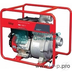 Мотопомпа FUBAG PG1300T 838247 Мотопомпа для сильнозагрязненной воды 1300 л/мин. 80 / 3 Диаметр патрубков, мм/дм 26 Напор, м 8 Глубина всасывания, м 53 Вес, кг