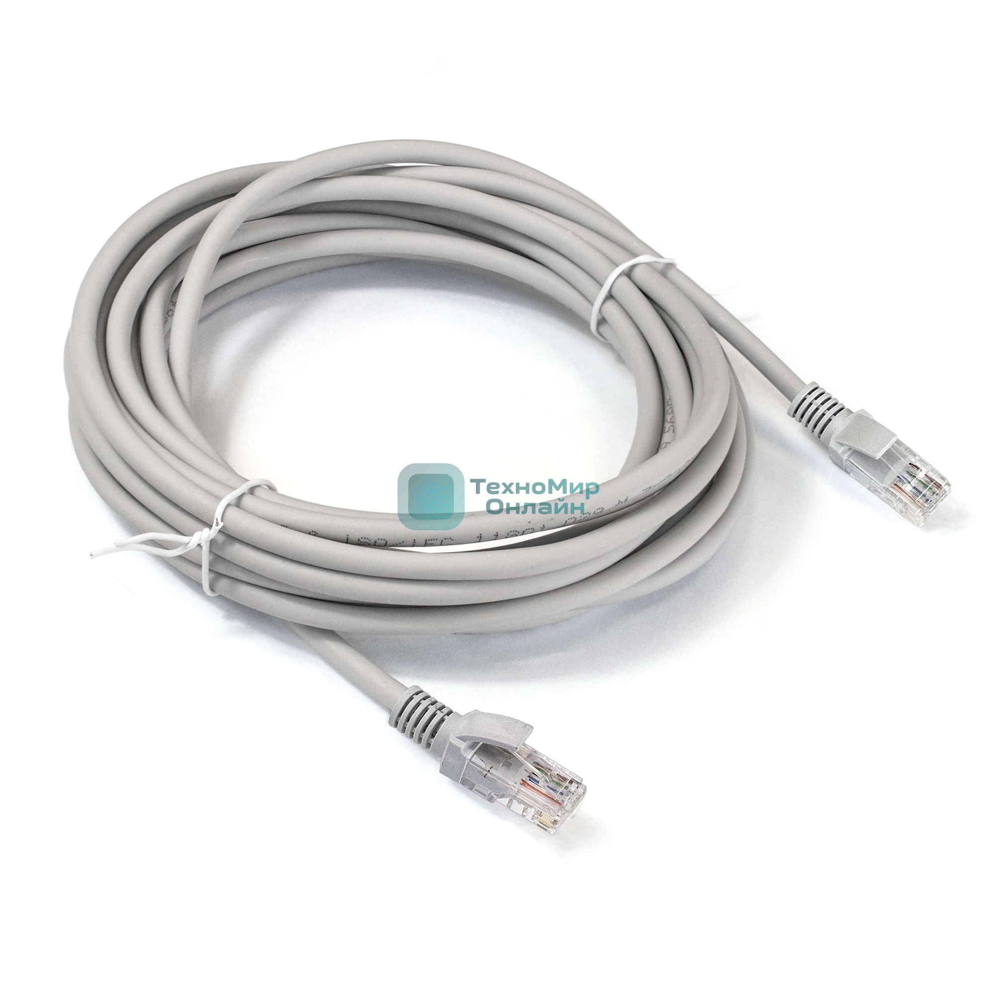 Патч-корд ExeGate EX286385RUS UTP-RJ45-RJ45-5e-5M-LSZH-GY, UTP, cat.5e, LSZH, 5м, серый