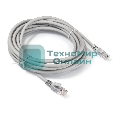 Патч-корд ExeGate EX286385RUS UTP-RJ45-RJ45-5e-5M-LSZH-GY, UTP, cat.5e, LSZH, 5м, серый