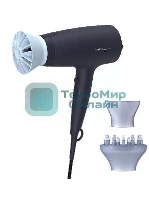 Фен Philips BHD360/20 черный/синий, 2100 Вт, ионизация