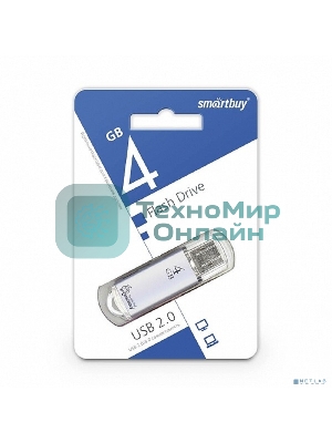 Флешка USB Smartbuy V-Cut series (SB4GbVC-S), 4Gb, USB 2.0, R/W 25/15, серебристый