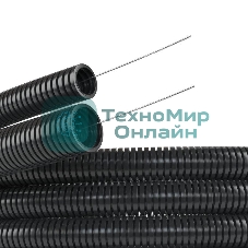 Труба гофрированная ПА d17мм с протяж. черный (уп.50м) ДКС PA611721F2