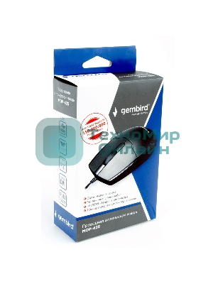 Мышь проводная Gembird MOP-425 черный, 1000 dpi, USB, кнопки - 3