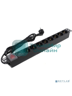 Блок розеток горизонтальный ExeGate ServerPro PDU-19H807 Al-8S-EU2-SW-SPD1, 19