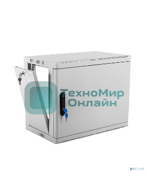 Шкаф коммутационный ЦМО (ШРН-9.350.1) настенный 9U 600x350 мм пер. дв. стал. лист 200 кг серый 300 мм 180 град.