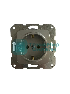 Розетка Kranz DEA 1-ая с/з с/у 16А мех. Серебряный металлик KR-78-0271