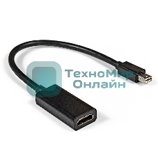 Кабель-переходник ExeGate EX284922RUS miniDisplayPort-HDMI ExeGate EX-mDPM-HDMIF-0.15 (mini20M/19F, 0,15м)