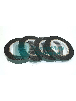 Скотч двусторонний черный вспененный с зеленой защитной лентой толщина 1мм, ширина 12мм длина 5м