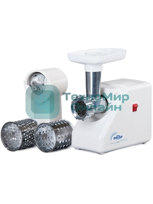 Мясорубка электрическая Ротор Макси ЭМШ 35/300-3 белый, 1500 Вт, 0.6 кг/мин, насадки - 4