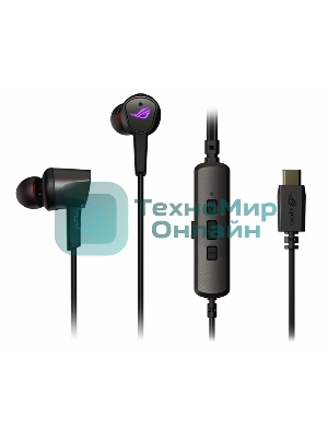 Гарнитура ASUS ROG Cetra II чёрный, проводная, USB-C, вставные, шумоподавление микрофона, регулятор громкости, чехол в комплекте