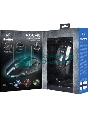 Мышь проводная SVEN RX-G740 черный, 2400 dpi, USB, кнопки - 6