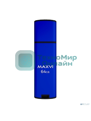 Флешка USB Maxvi MP2 blue (FD64GBUSB20C10MP2), 64Gb, USB 2.0, R/W 20/10, синий