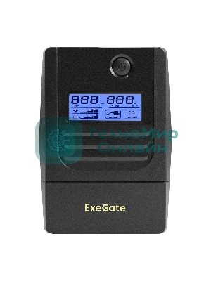 Источник бесперебойного питания ExeGate Smart LB-850.LCD.AVR.2SH.USB (850VA/510W, LCD, AVR, 2*Schuko, USB, батарея 12V 9Ah, черный)