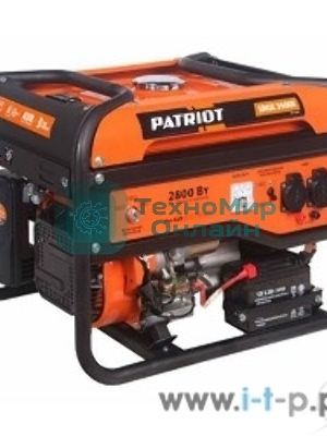 Генератор бензиновый PATRIOT Max Power SRGE 3500E 474103150 Двигатель: 4т, OHV, АИ-92, 210 сс, 7 л.с; Напряжение: 1ф, 220В, 50Гц, AVR; Мощность ном/макс: 2.5/2.8 кВт