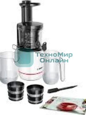 Соковыжималка Bosch MESM500W черный, шнековая вертикальная, 150 Вт, 1000 мл, электронное, реверс