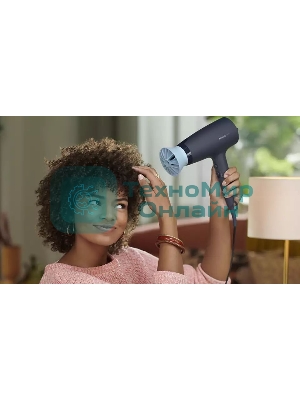Фен Philips BHD360/20 черный/синий, 2100 Вт, ионизация