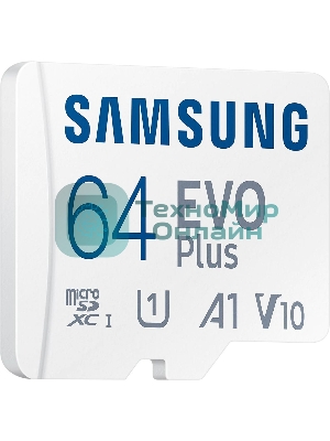 Флеш карта microSDXC 64GB Samsung EVO Plus Memory Card Samsung UHS-I U1 Class 10, Adapter, 130 MB/s, 10000 циклов, - 25°C to 85°C, RTL Samsung MB-MC64KA