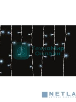 Новогодние светоукрашения Neon-night гирлянда Айсикл (бахрома) светодиодный, 1,8 х 0,5 м., белый провод, 220В, диоды синие