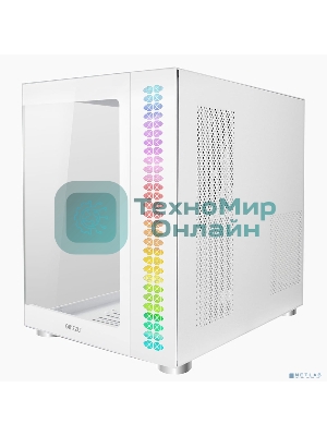 Компьютерный корпус Ginzzu V580 RGb подсветка, закаленное стекло 1хUSB 3.0,1хUSB 2.0, AU белый ATX
