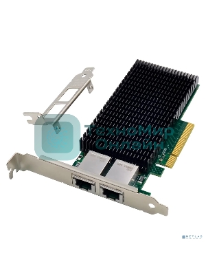 Сетевая карта ORIENT XWT-INT540L2PE8, PCI-Ex8 v2.1 2xRJ45 10Gbps Converged Server NIC, Intel X540 chipset, 10/1 Гбит/с, 2 планки крепления в комплекте (33299)