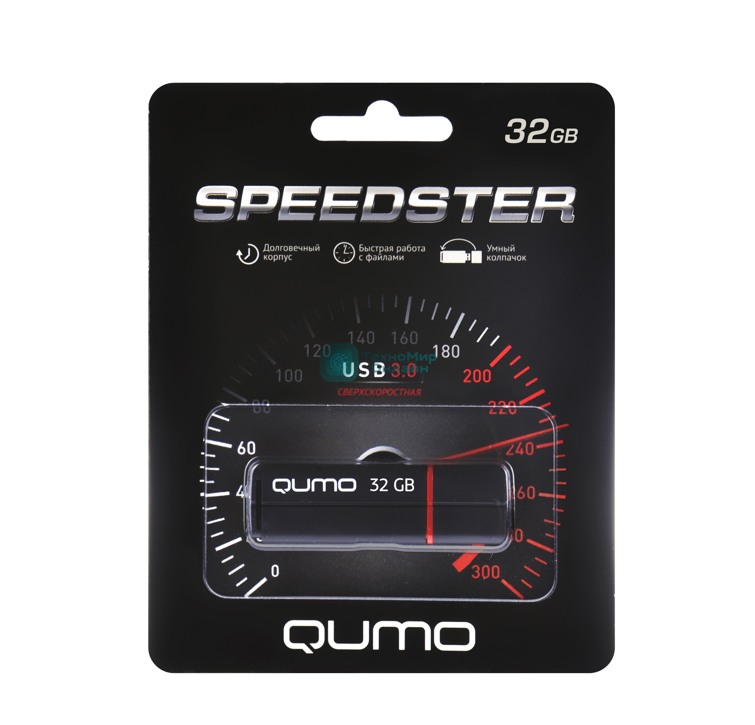 Флешка USB 3.0 QUMO 32Gb, Speedster черный