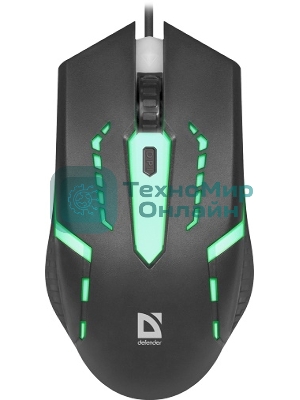 Мышь проводная Defender Hit MB-601 черный, 1200 dpi, USB, кнопки - 4