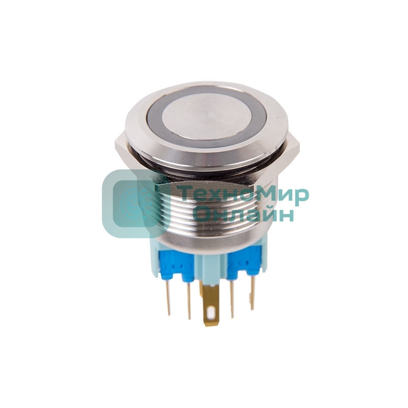 Кнопка антивандальная Rexant Ø22 250В Б/Фикс (6с) (ON)-OFF/(OFF)-ON подсв/зеленая