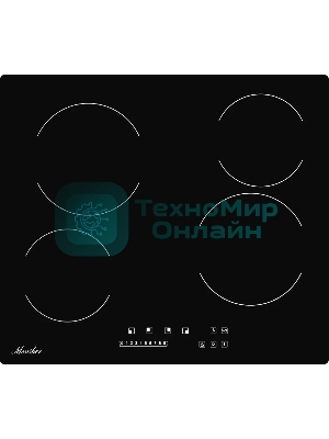 Встраиваемая варочная панель электрическая, 60 см, 4 конфорки, черный Monsher MHE 6002