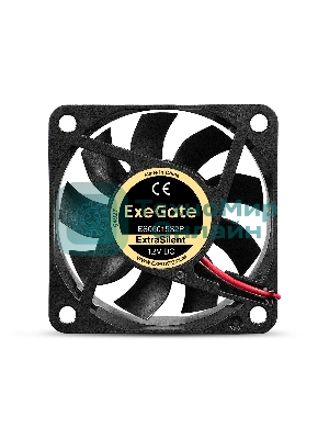 Вентилятор 12В DC ExeGate ExtraSilent ES06015S2P (60x60x15 мм, Sleeve bearing (подшипник скольжения), 2pin, 2500RPM, 17dBA)