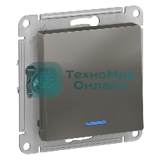 Механизм выключателя 1-кл. СП AtlasDesign 10А IP20 (сх. 1а) 10AX с подсветкой сталь SchE ATN000913