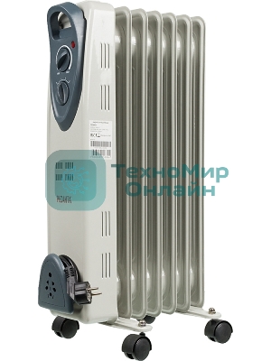 Обогреватель масляный Ресанта ОМ- 7Н (7 секций), белый, 1500 Вт, 15 м2, термостат 67/3/7