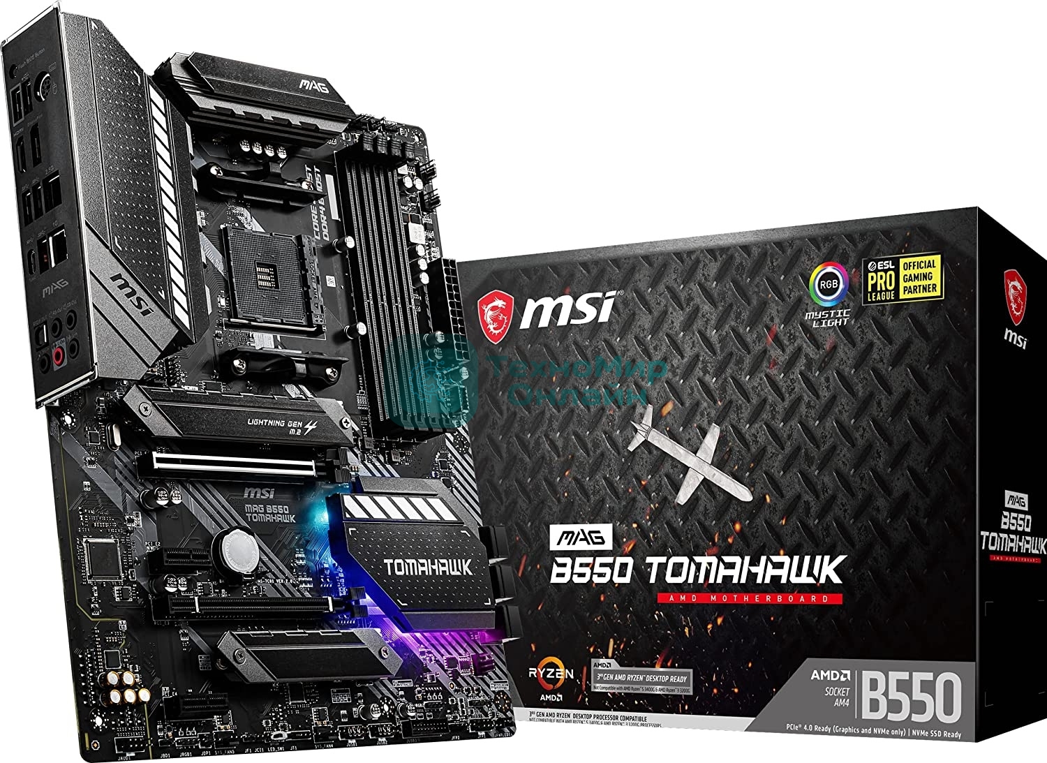 Материнская плата MSI MAG B550 TOMAHAWK MAX WIFI, AM4, AMD B550, 4xDDR4, 6xSATA, 2xM.2, 1xPCI-E 4.0 x16, 1xPCI-E 3.0 x4, 2xPCI-E x1, 1xHDMI, 1xDP, 1x 2.5Gb LAN, 2xUSB-A 2.0, 2xUSB-A 3.2 Gen 1, 1xUSB-A 3.2 Gen 2, 1xUSB-C 3.2 Gen 2, 5x3.5 мм, 7.1, ATX