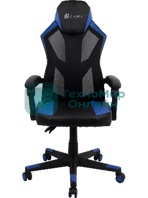 Кресло игровое Оклик 121G черный/синий сиденье черный/синий искусст.кожа/сетка с подголов. крестов. пластик черный