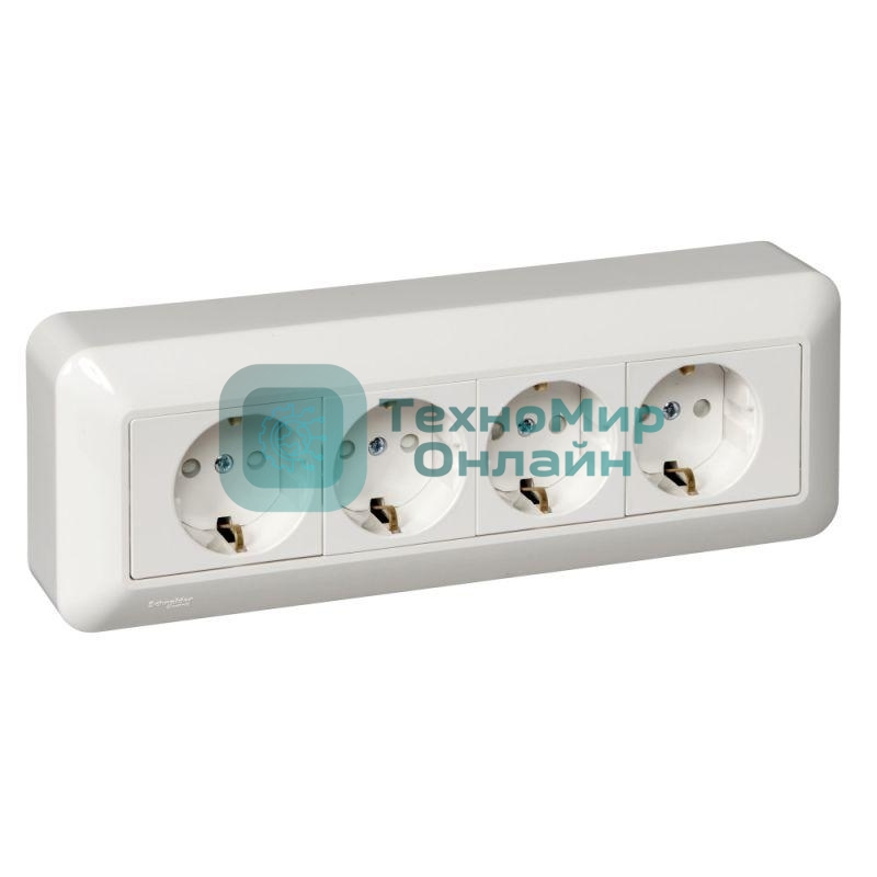 Розетка WESSEN RA16-411M-BIПрима Бел 4-я с/з с з/ш 16А наружная в сборе с монт.пласт.