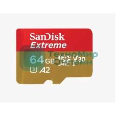 Флеш карта microSD 64Gb SanDisk microSDXC Class 10 UHS-I A1 C10 V30 U3 Extreme 170Mb/s