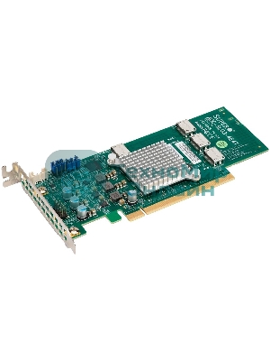 Плата коммуникационная SuperMicro Quad port OCuLink retimer NVMe SSD add-on card for PCIe3 x16 slot
